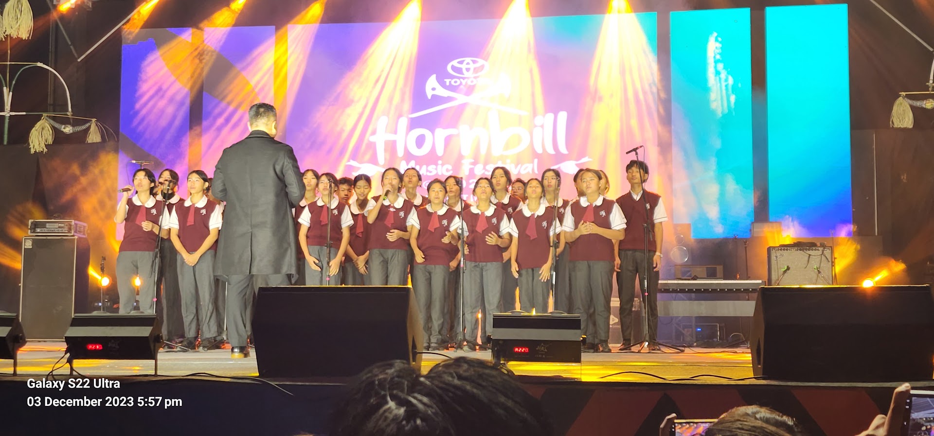A choir performing on the Hornbill Music Festival stage